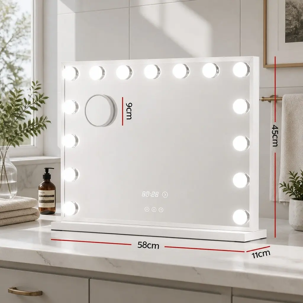 Makeup Mirror 58x45cm Hollywood Vanity with Adjustable LED Light Tabletop Yellow