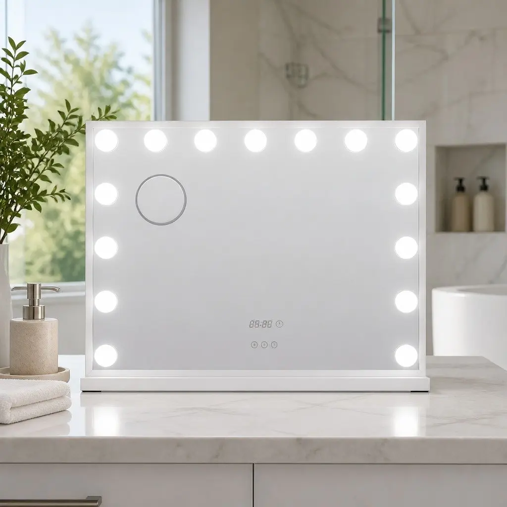 Makeup Mirror 58x45cm Hollywood Vanity with Adjustable LED Light Tabletop Yellow