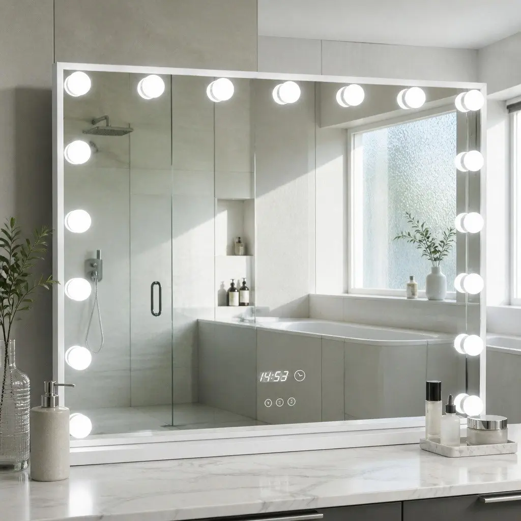 Makeup Mirror Adjustable LED Light 80x60cm Yellow Tabletop