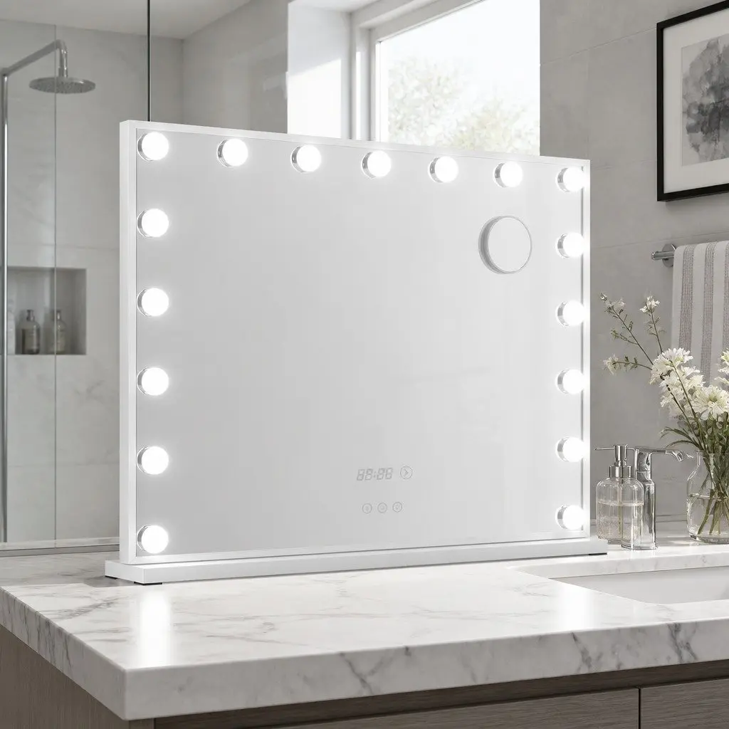 Makeup Mirror Adjustable LED Light 80x60cm Yellow Tabletop