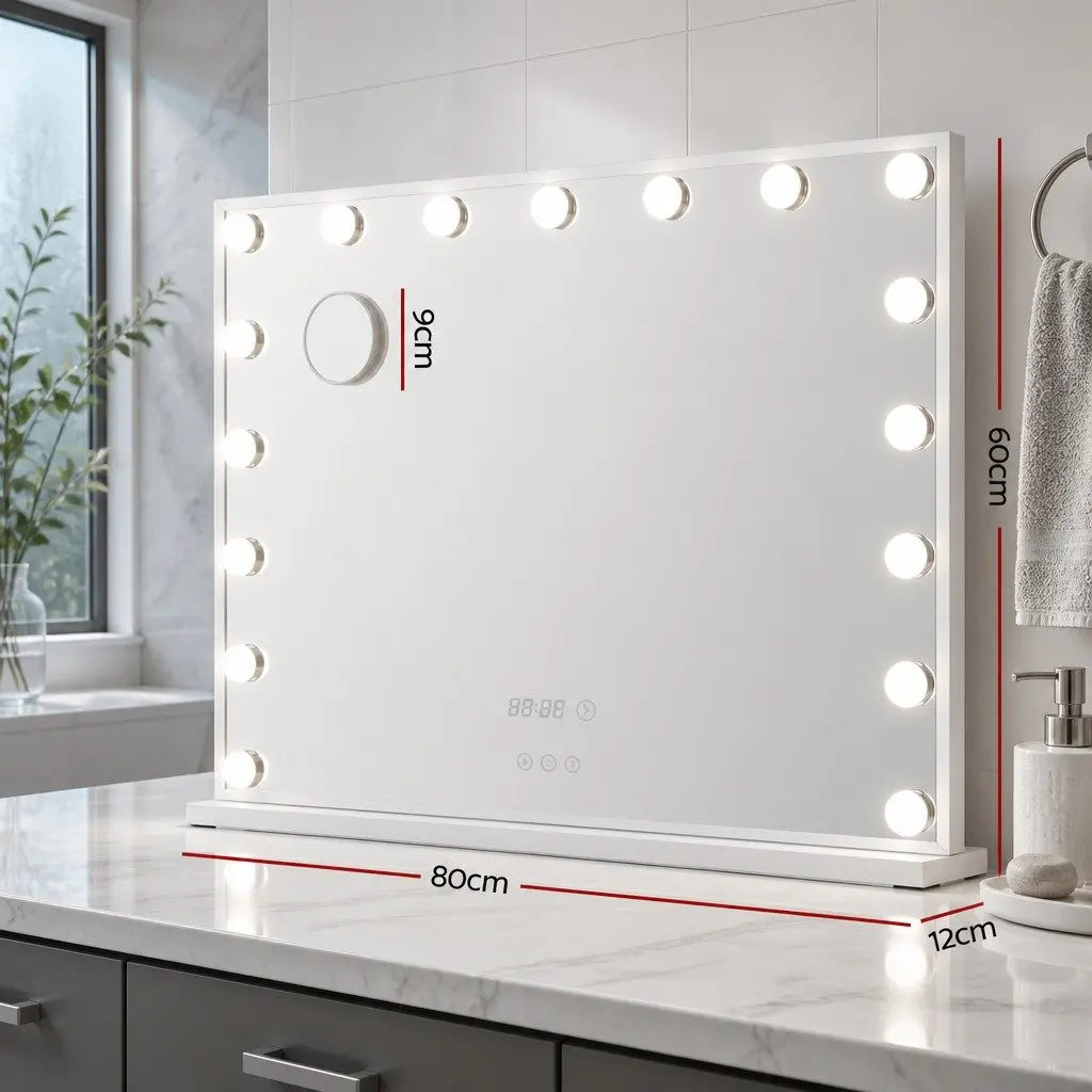Makeup Mirror Adjustable LED Light 80x60cm Yellow Tabletop