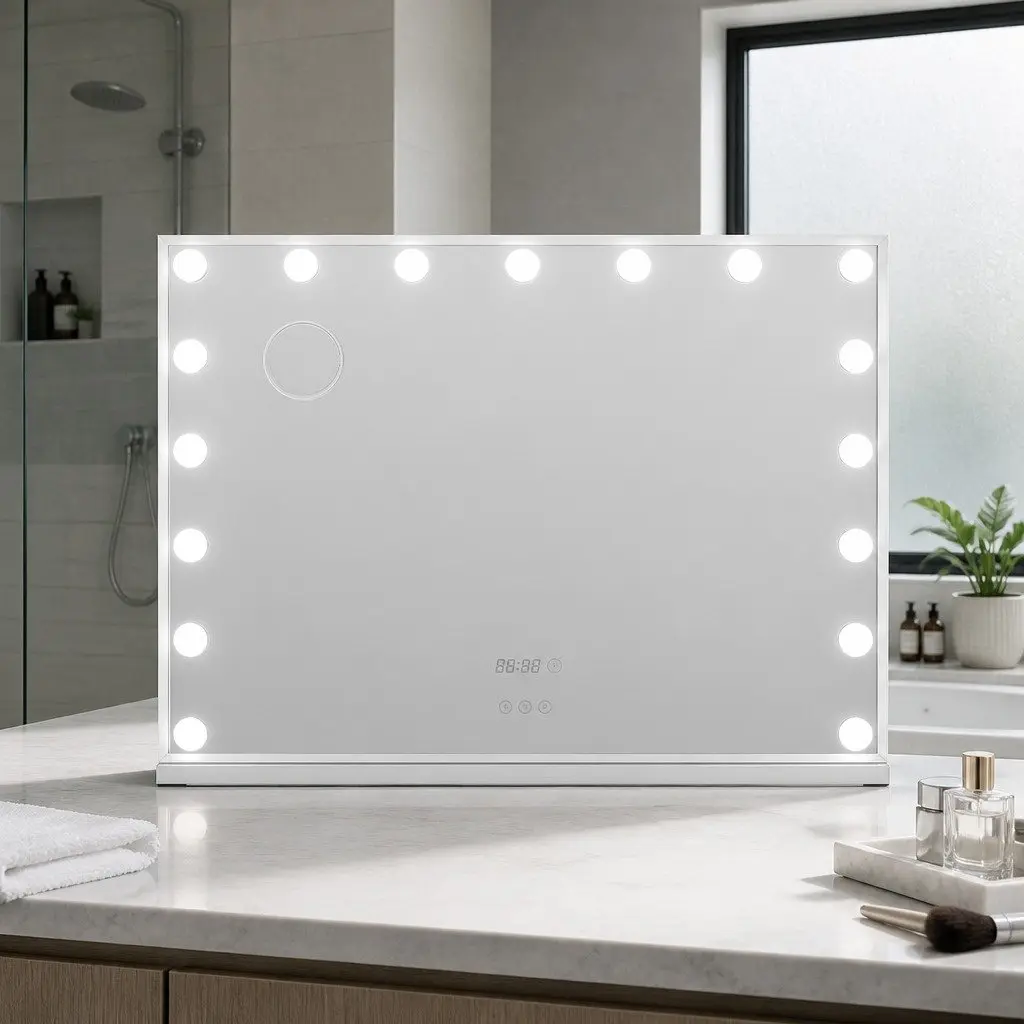 Makeup Mirror Adjustable LED Light 80x60cm Yellow Tabletop