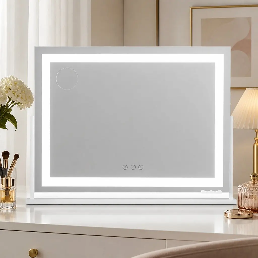 LED Makeup Mirror Adjustable Light 80x58cm White 360° Rotatable