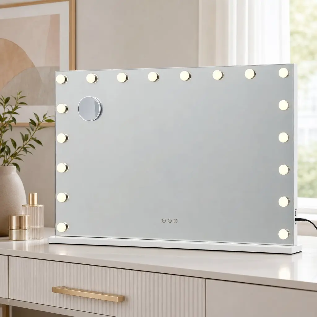 Hollywood Vanity Mirror Makeup Mirror 90x60cm Frameless with 18 LED Bulbs