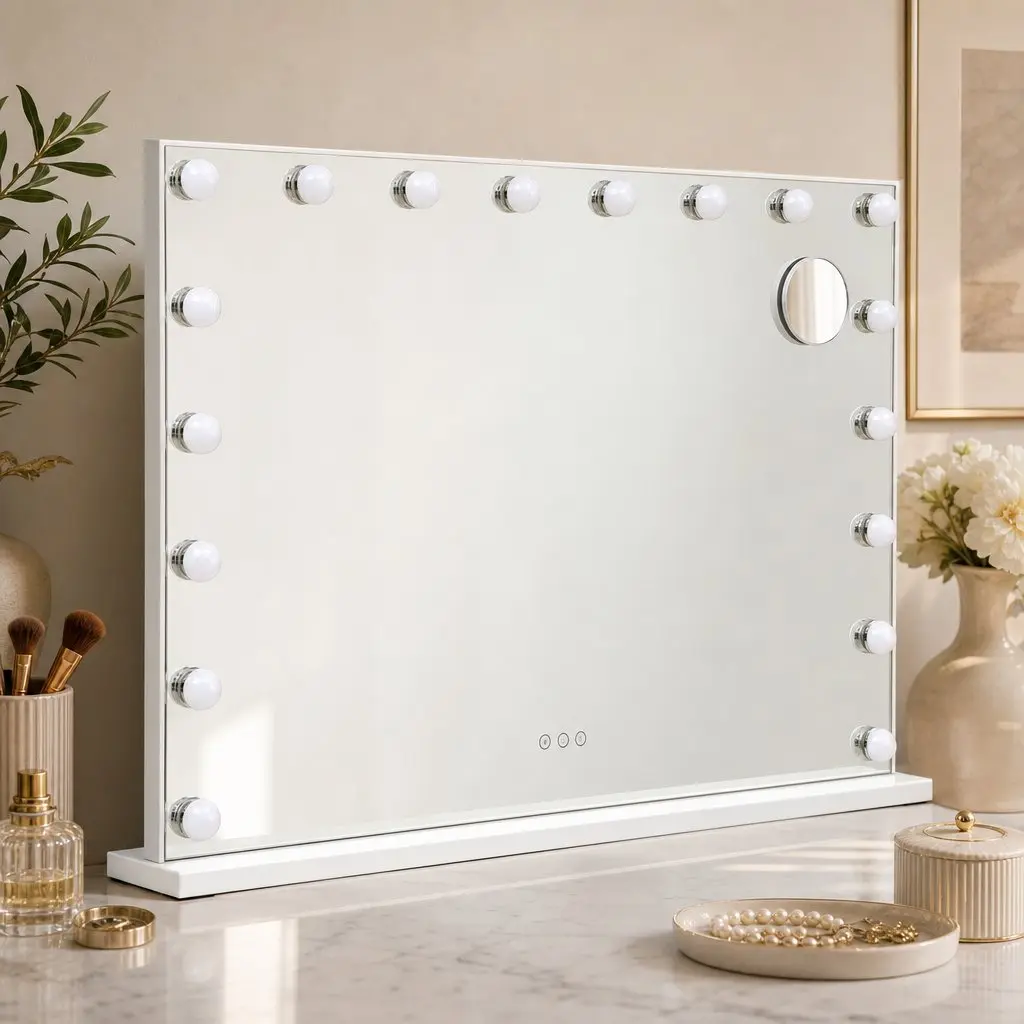 Hollywood Vanity Mirror Makeup Mirror 90x60cm Frameless with 18 LED Bulbs