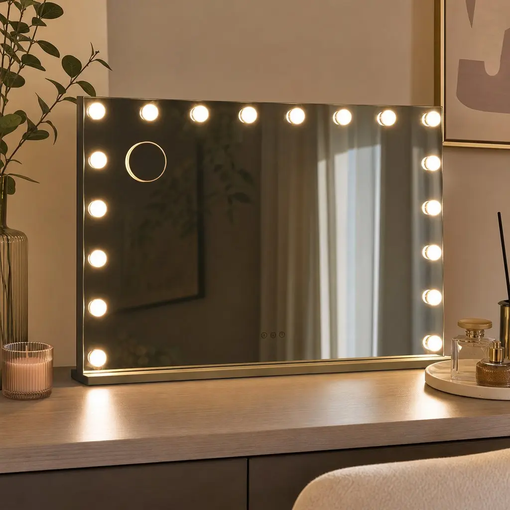 Hollywood Vanity Mirror Makeup Mirror 90x60cm Frameless with 18 LED Bulbs