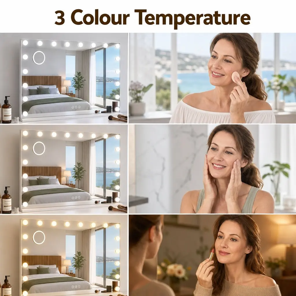 Hollywood Vanity Mirror Makeup Mirror 90x60cm Frameless with 18 LED Bulbs