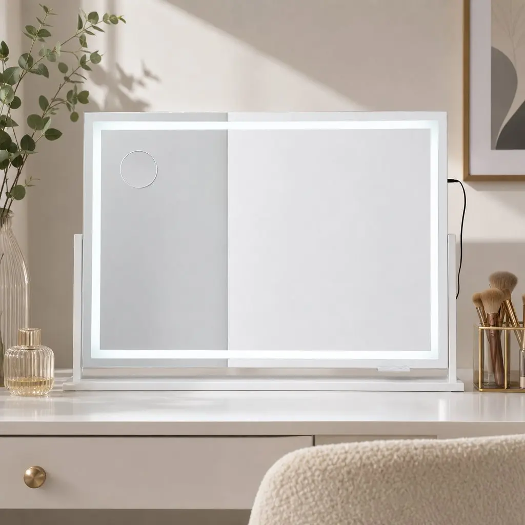 Makeup Mirror 90x60cm 360 Degree Rotatable LED Lights White