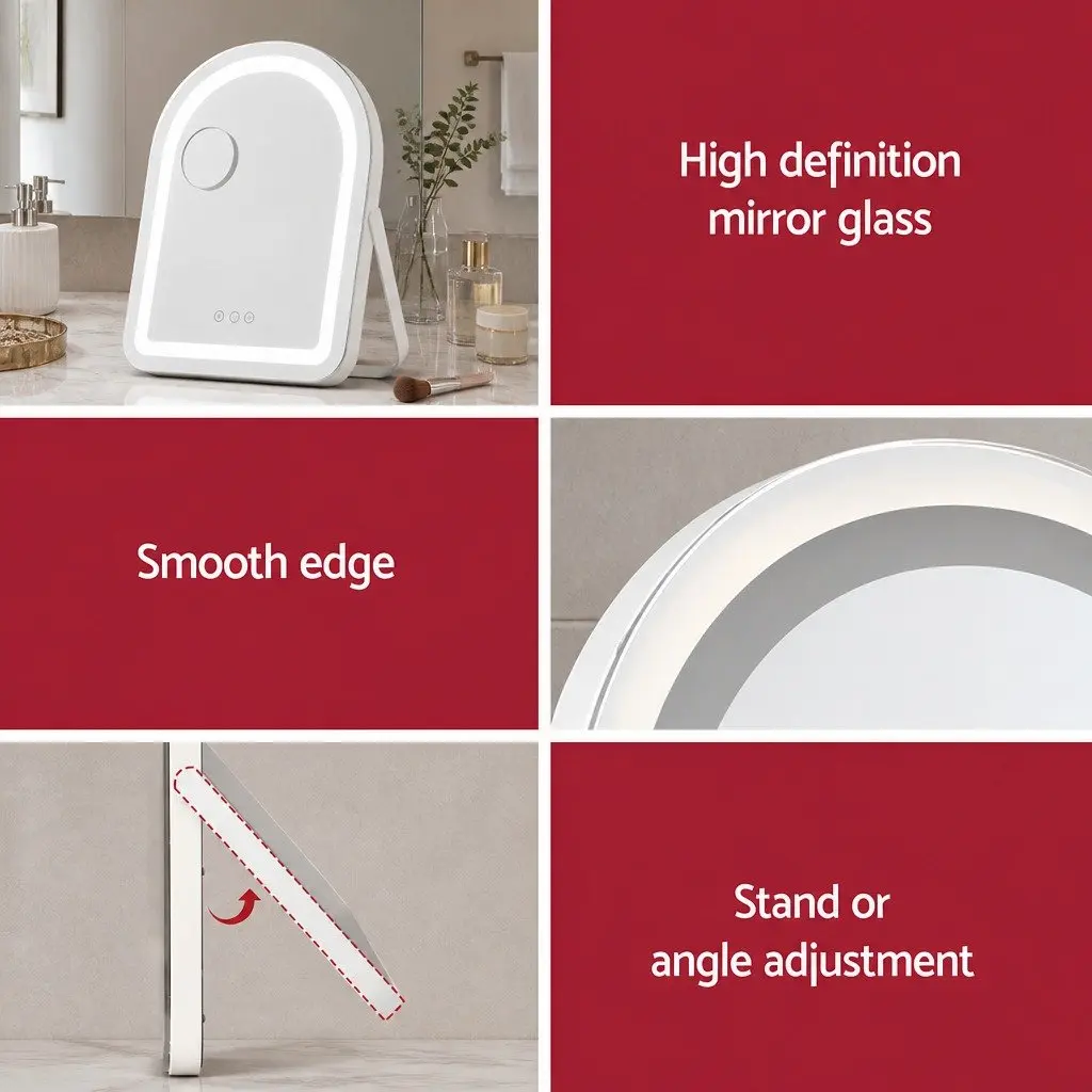 LED Makeup Mirror White 35x45cm with 5x Magnifying Rotation for Dressing and Vanity Use