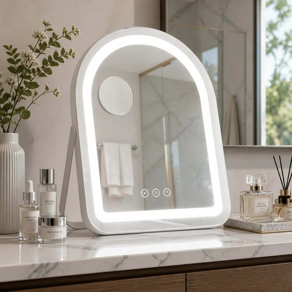 LED Makeup Mirror White 35x45cm with 5x Magnifying Rotation for Dressing and Vanity Use