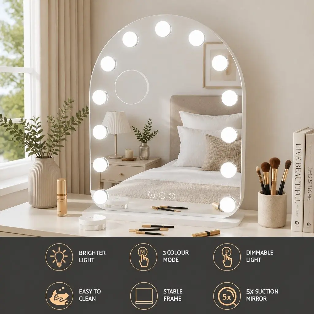 Makeup Mirror LED Dressing Vanity Light 40x50cm with 5x Magnification White
