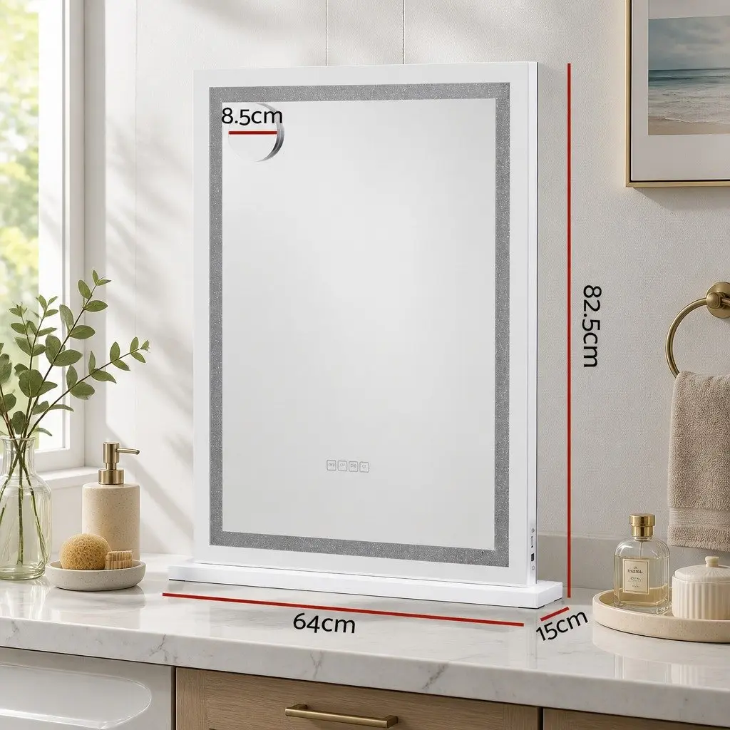 Makeup Mirror LED Light Bluetooth Speaker 58x80cm White