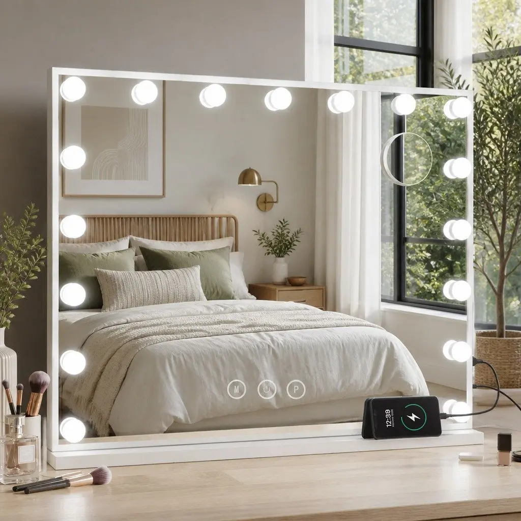 Makeup Mirror LED Light Tabletop Wall Mount 80x58cm