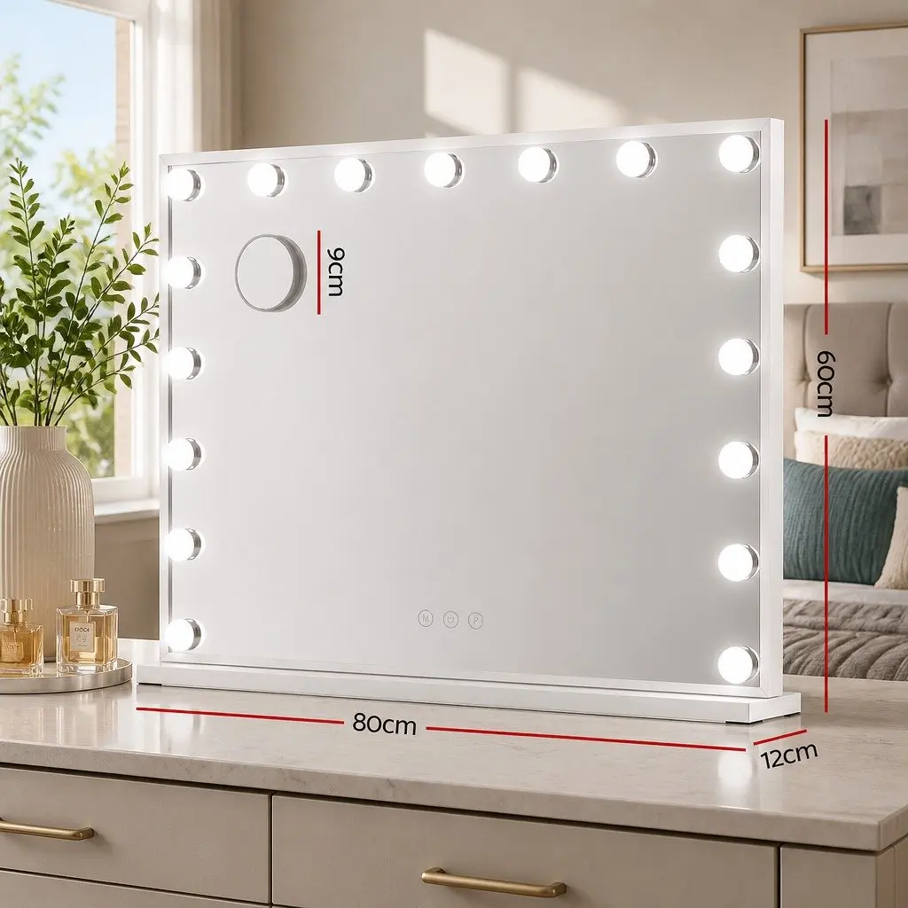 Makeup Mirror LED Light Tabletop Wall Mount 80x58cm