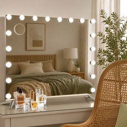 Bluetooth Makeup Mirror 80x65cm Hollywood Vanity with 18 LED Lights Touch