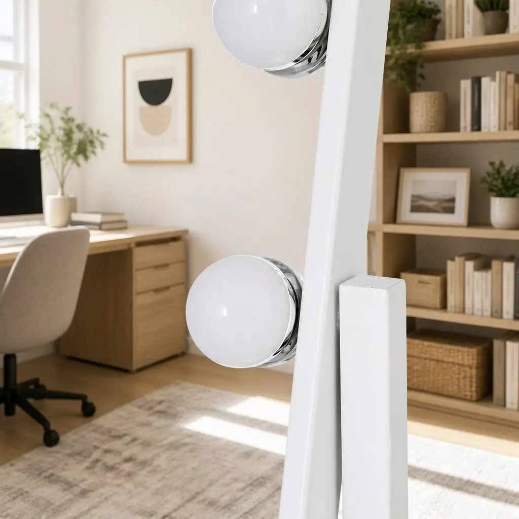 Makeup Mirror 30x41cm LED Light Rotation Tabletop White
