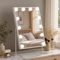Hollywood Vanity Makeup Mirror 30x40cm LED Bluetooth Lighted White Tabletop