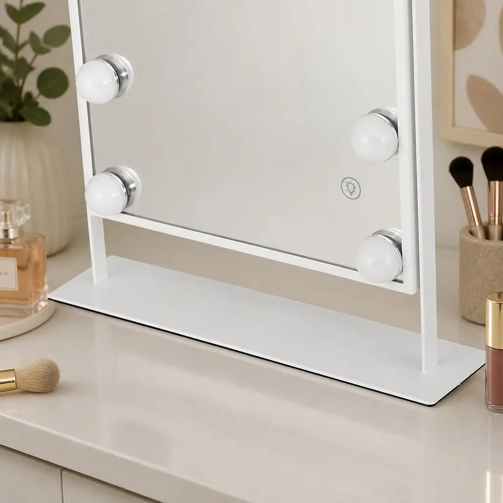 Vanity Makeup Mirror LED Lighted 30x40cm Bluetooth White Tabletop