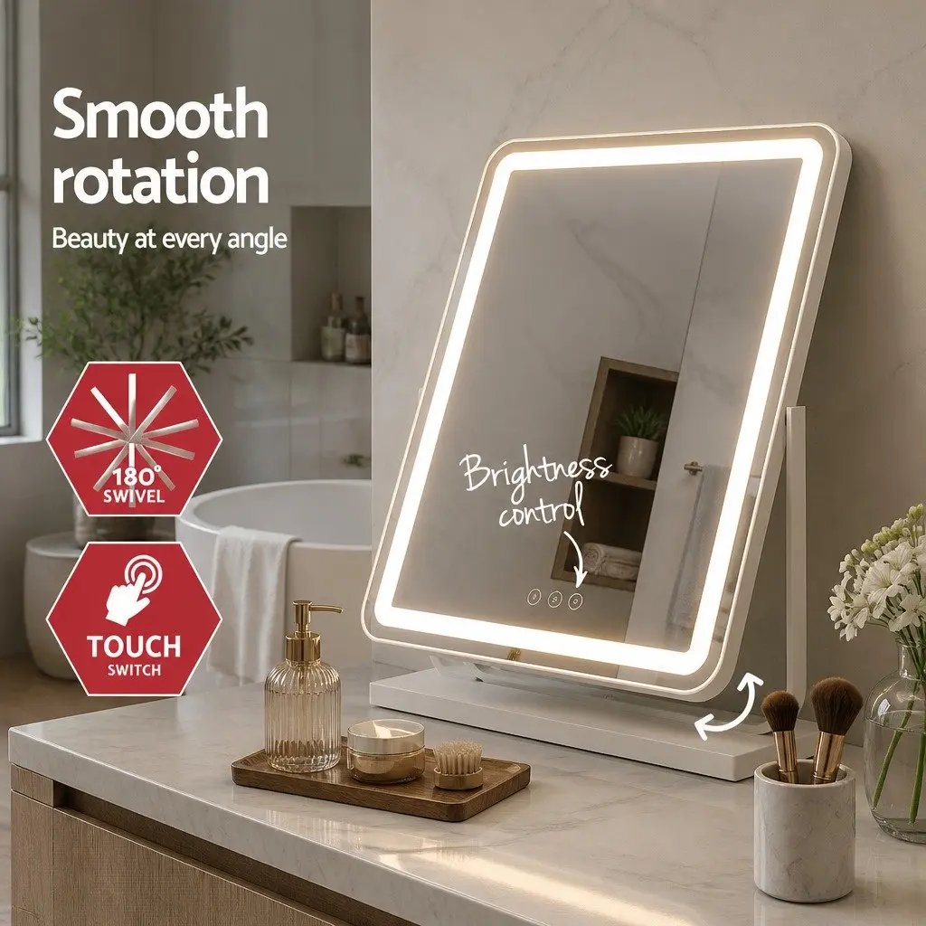 Makeup Mirror LED Light Strip 40x50cm 180° Rotation Touch Control