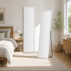 Full-Length LED Floor Mirror Wall Mount Adjustable Brightness Colour Temperature