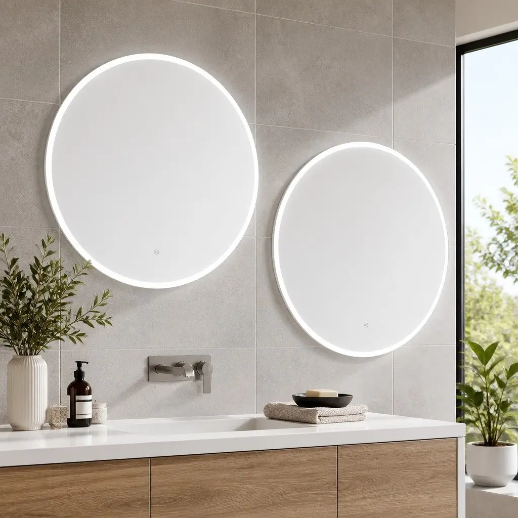 LED Makeup Mirror Round 80cm Bathroom Vanity Light Transparent