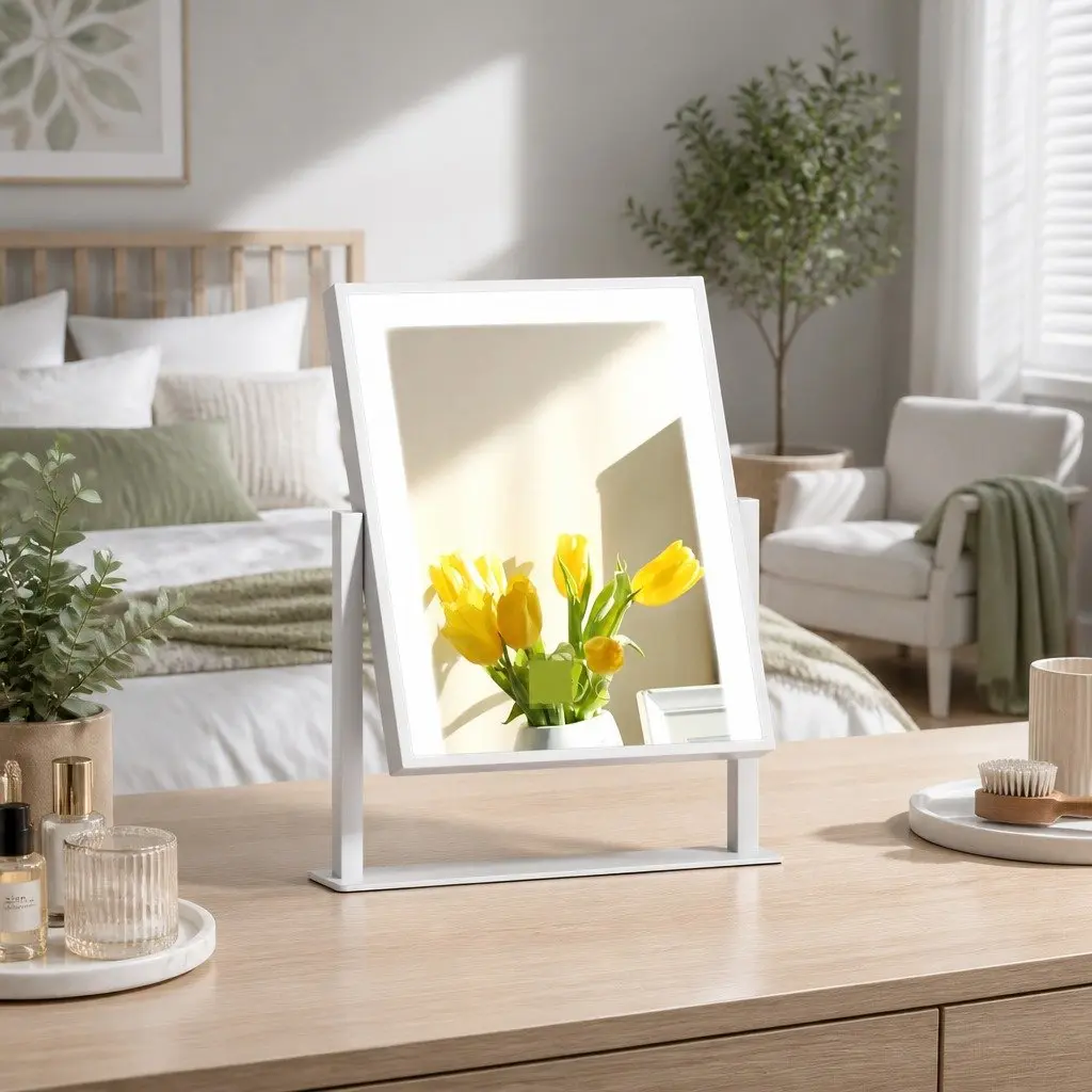 Standing Makeup Mirror LED Light 25x30cm Touch Control White