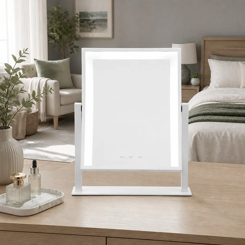 Standing Makeup Mirror LED Light 25x30cm Touch Control White