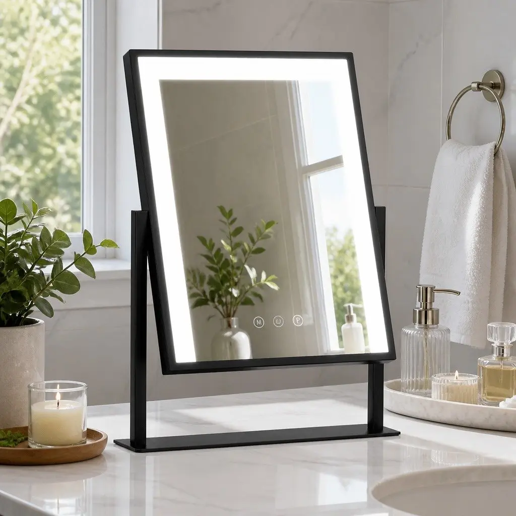 Makeup Mirror Touch Control LED Light 30x40cm Black