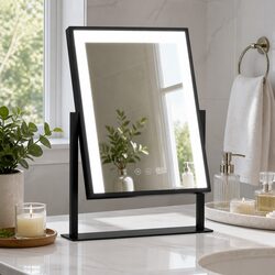 Makeup Mirror 30x40cm Hollywood Vanity LED Light Rotation Touch Control Black