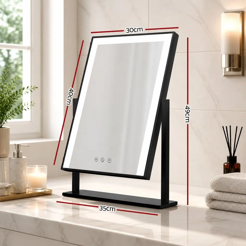Makeup Mirror Touch Control LED Light 30x40cm Black