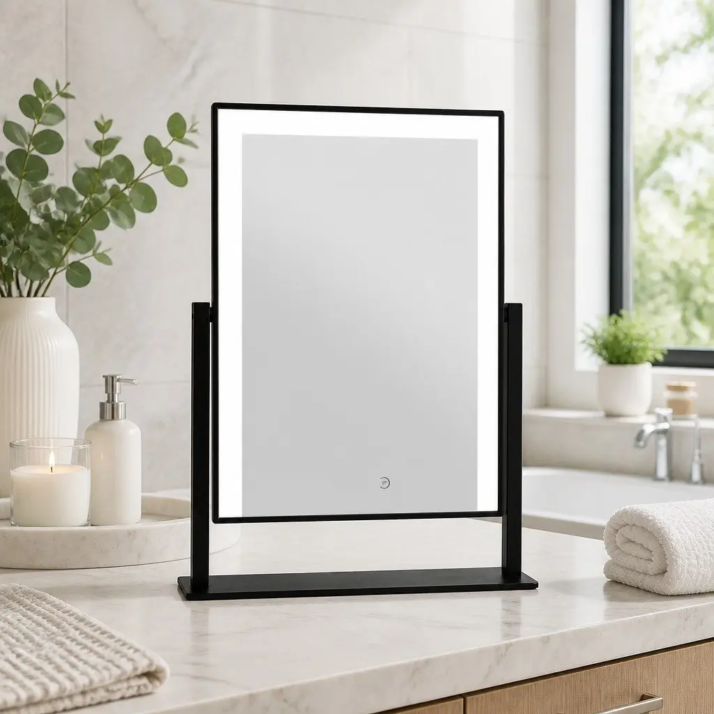 Makeup Mirror Touch Control LED Light 30x40cm Black