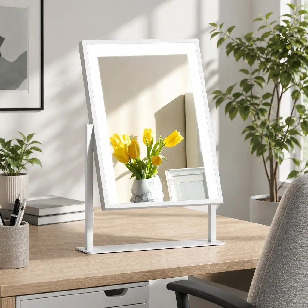 Makeup Mirror LED Light Touch Control 30x40cm Rotatable White