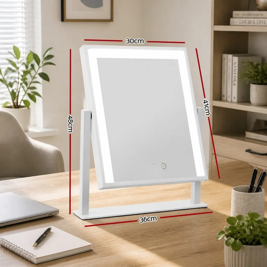 Makeup Mirror LED Light Touch Control 30x40cm Rotatable White