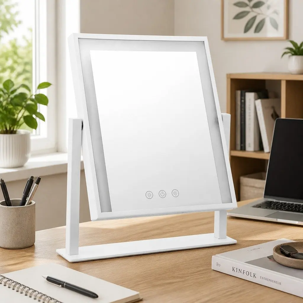 Makeup Mirror LED Light Touch Control 30x40cm Rotatable White
