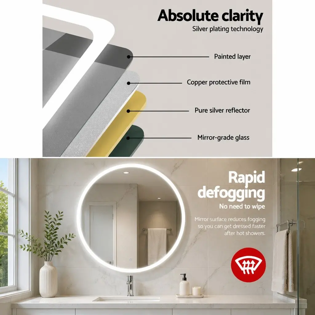 Round LED Wall Mirror Bathroom Vanity Light 90cm White
