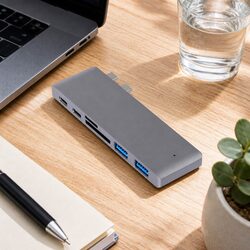 USB 3.0 Type-C Hub 6 Port Powered Adapter Rapid Data Transfer Card Reader