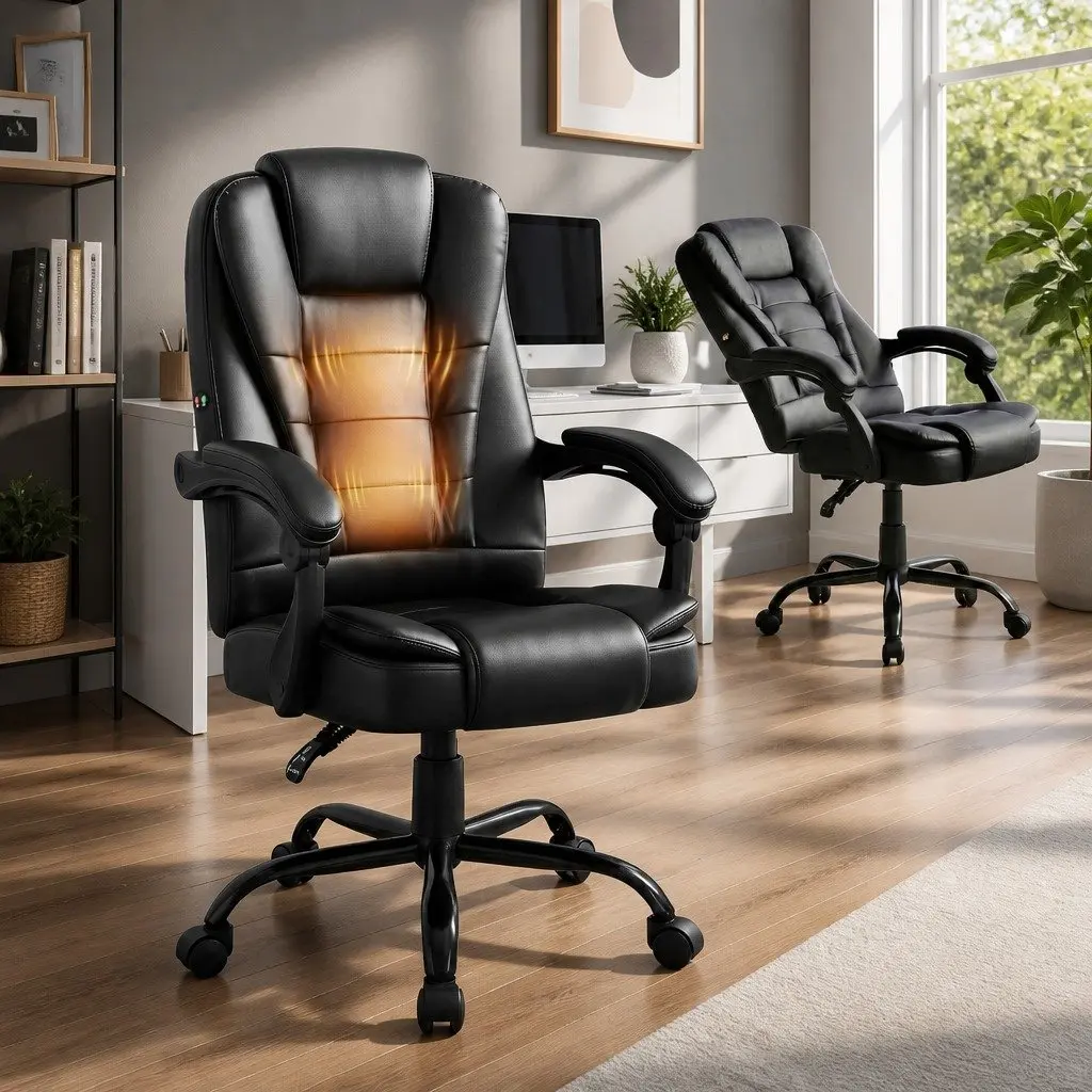 Massage Chair Office Executive Computer Gaming Chair Black PU Leather