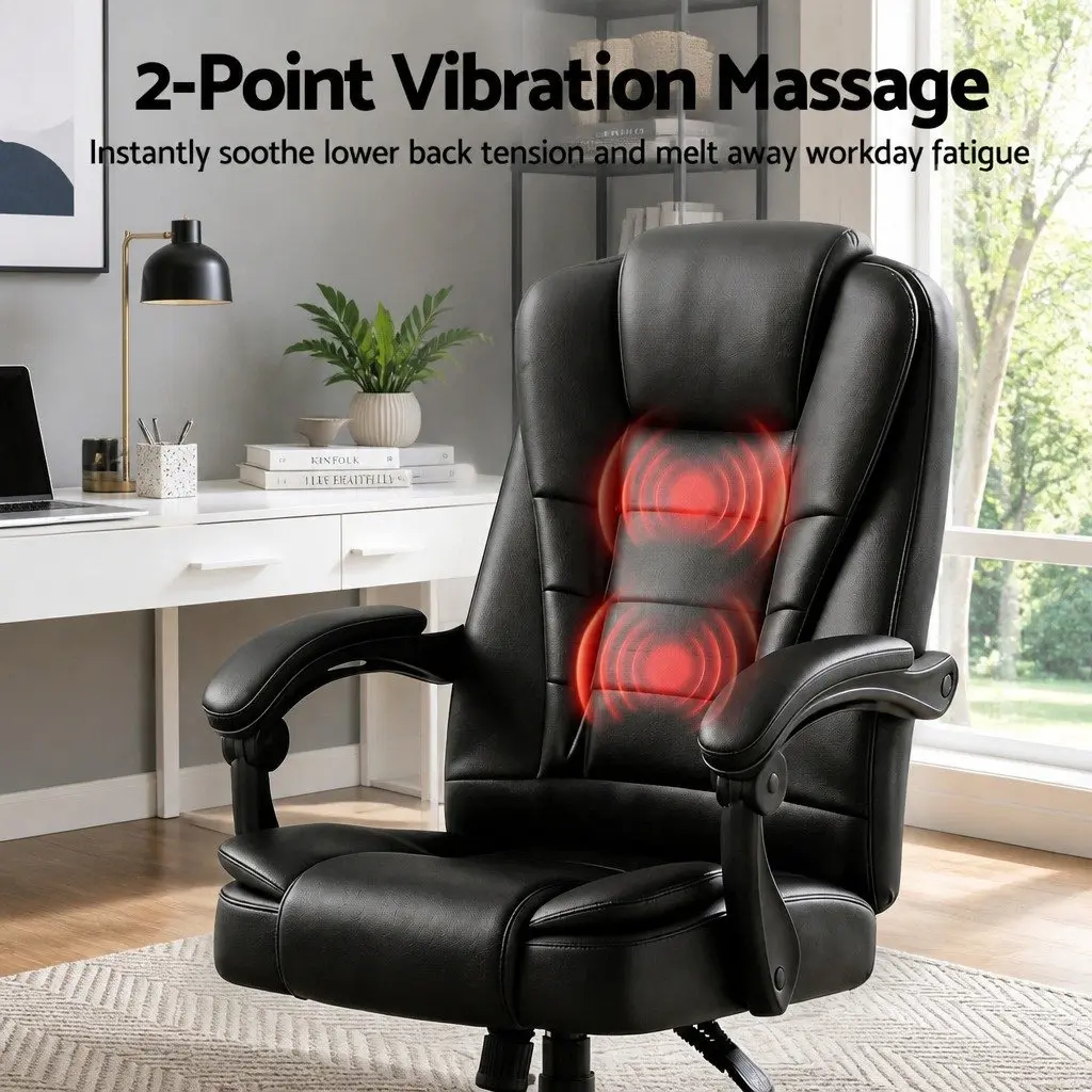 Massage Chair Office Executive Computer Gaming Chair Black PU Leather