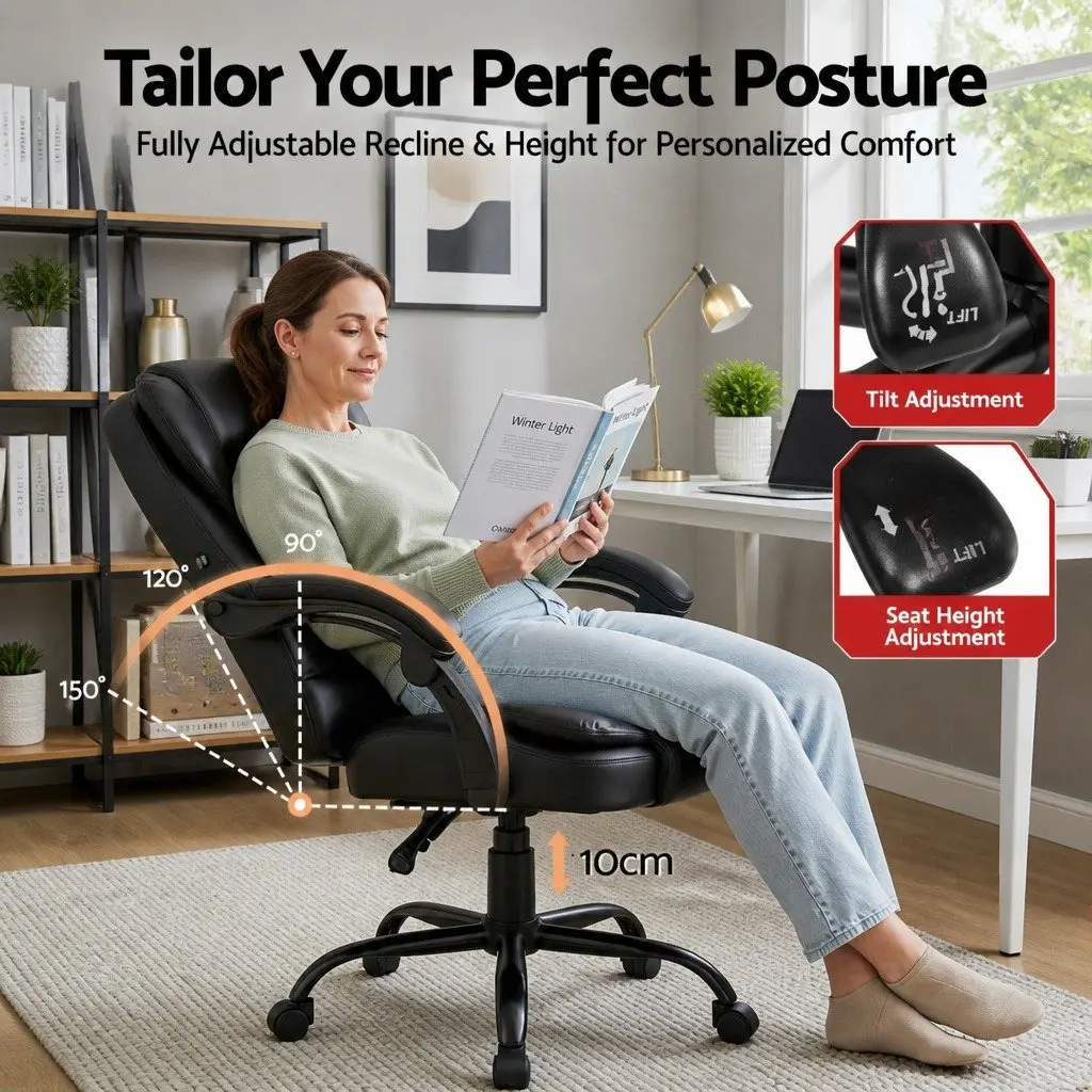Massage Chair Office Executive Computer Gaming Chair Black PU Leather