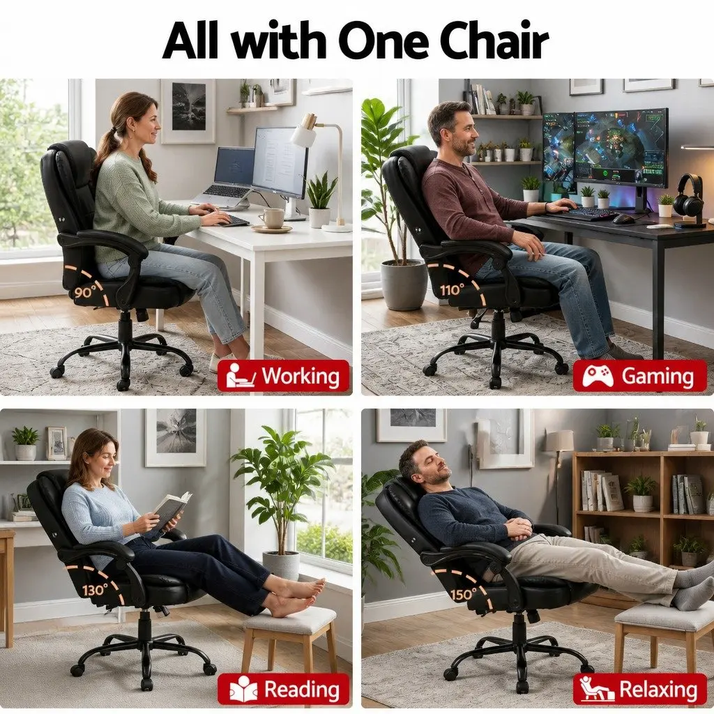 Massage Chair Office Executive Computer Gaming Chair Black PU Leather
