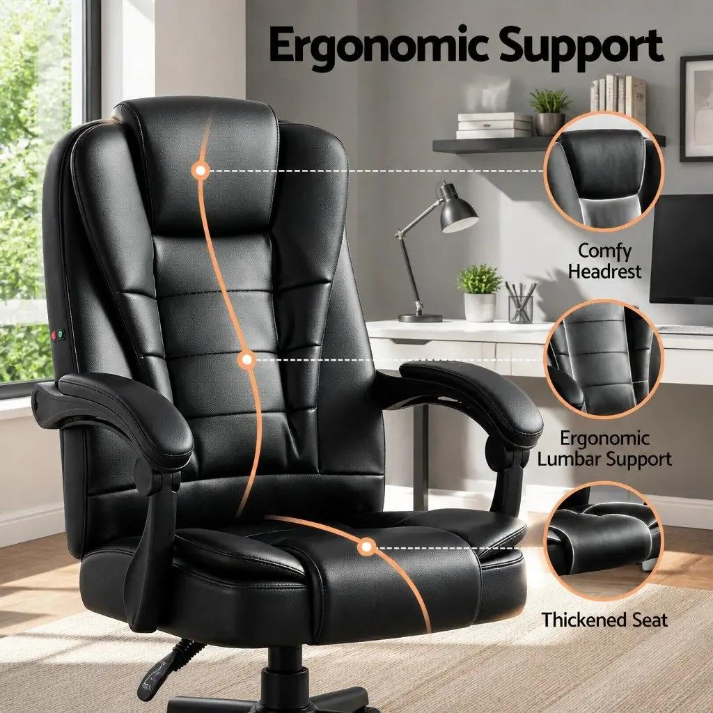 Massage Chair Office Executive Computer Gaming Chair Black PU Leather