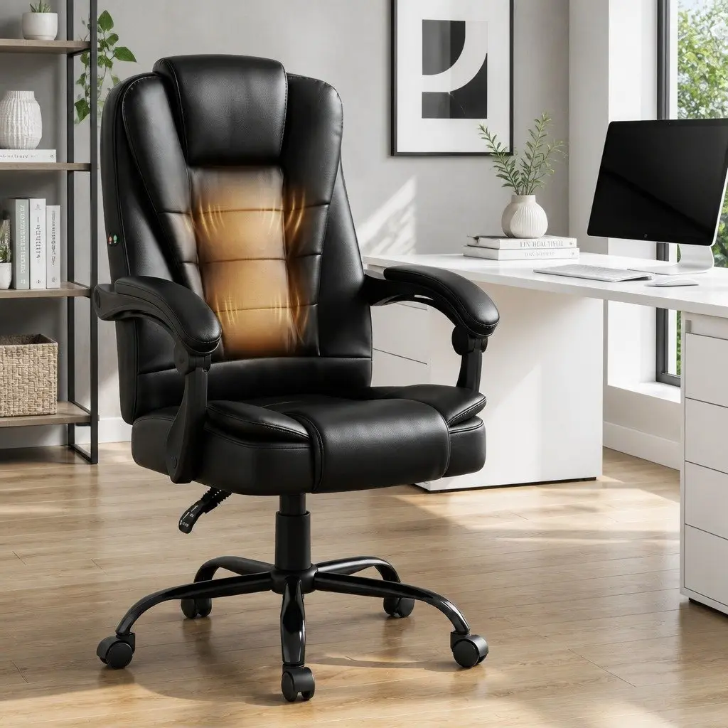 Massage Chair Office Executive Computer Gaming Chair Black PU Leather