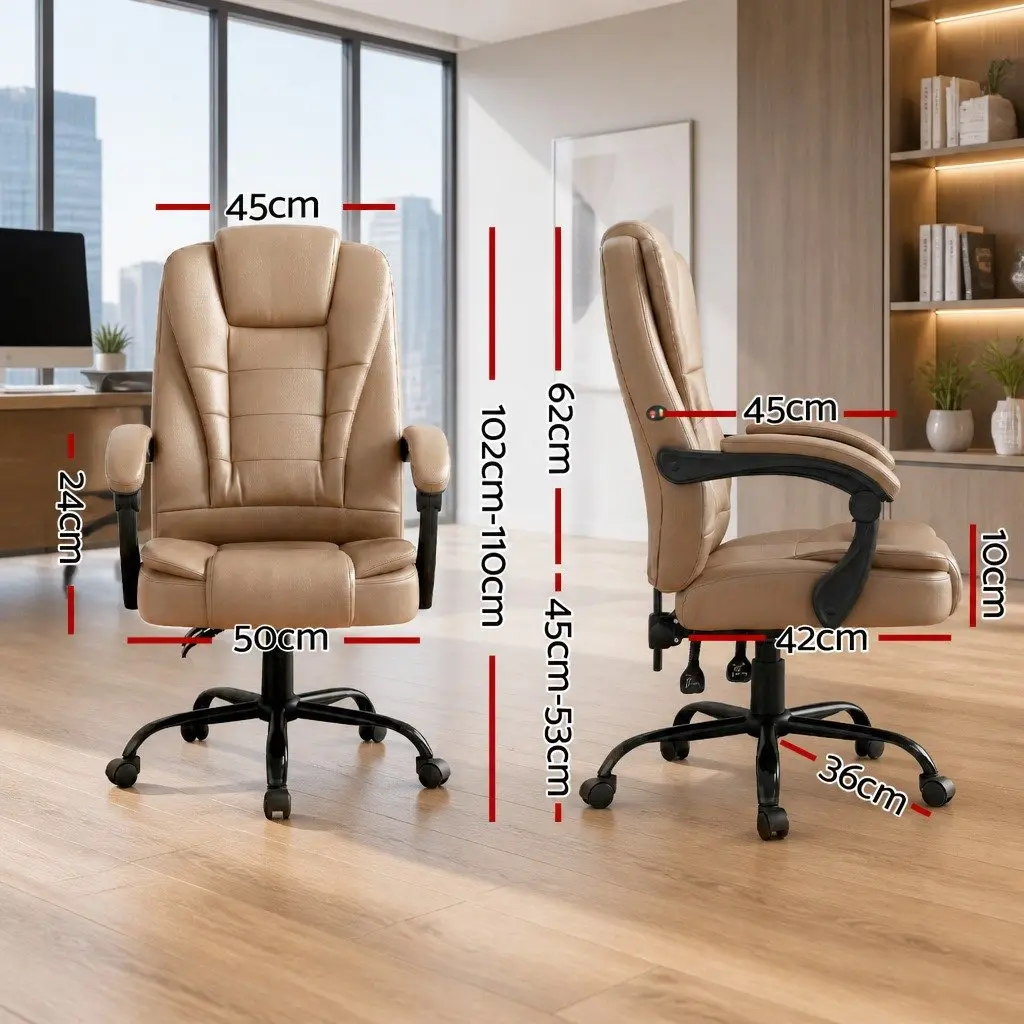 Massage Chair Vibration Office High Back Espresso PU Leather