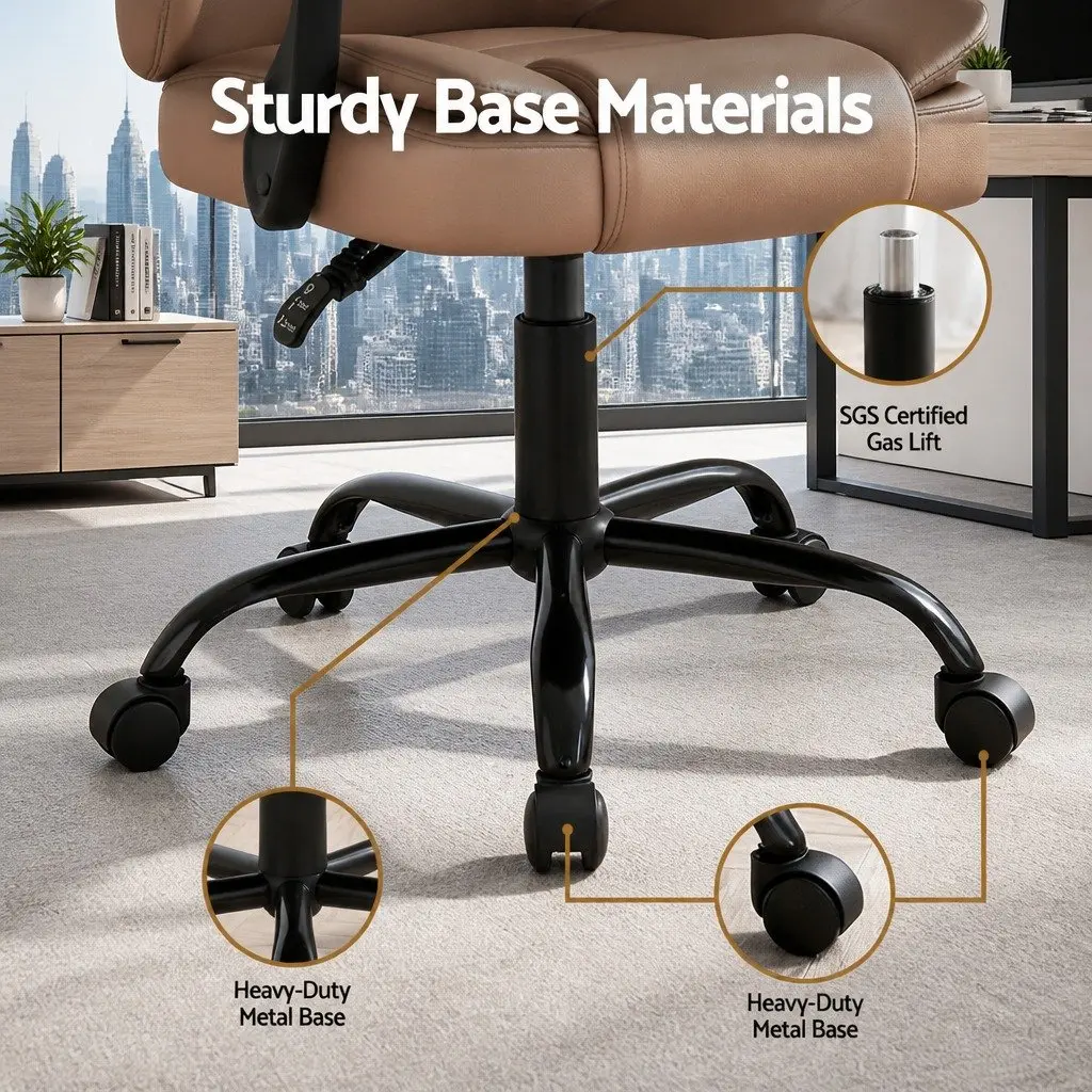 Massage Chair Vibration Office High Back Espresso PU Leather