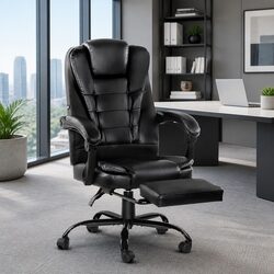 Reliable Black PU Leather Chair with Massage Function
