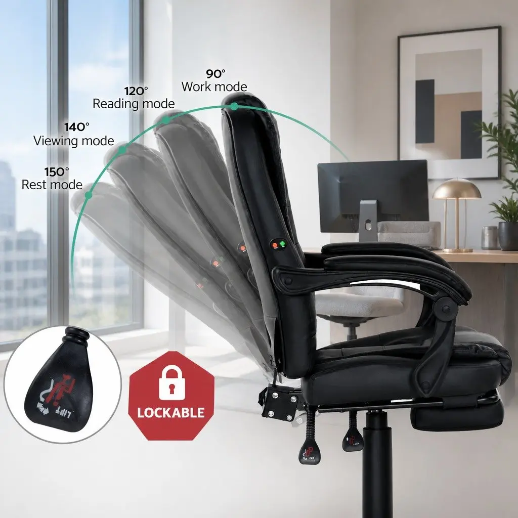 Black PU Leather Chair with Massage Function
