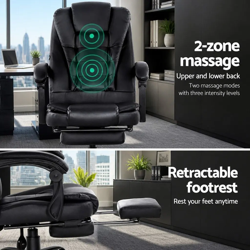 Black PU Leather Chair with Massage Function