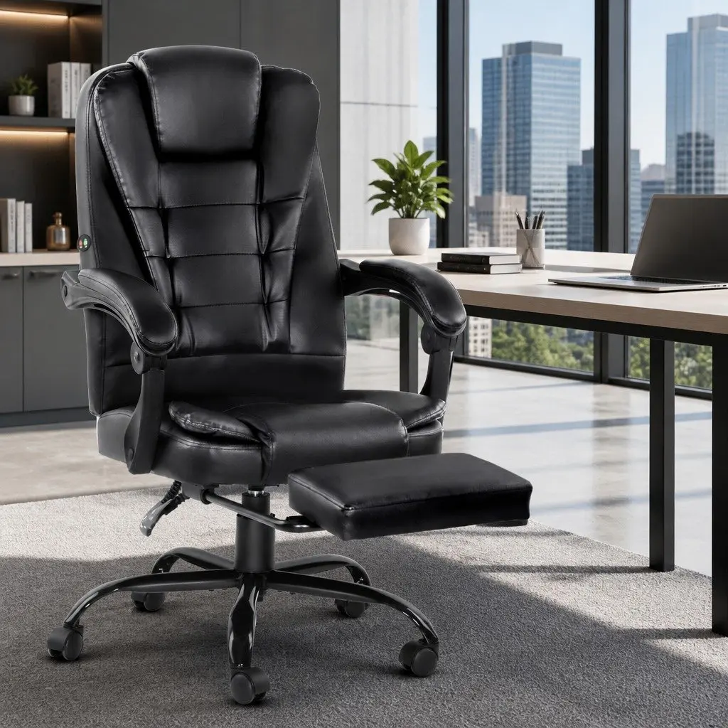 Black PU Leather Chair with Massage Function