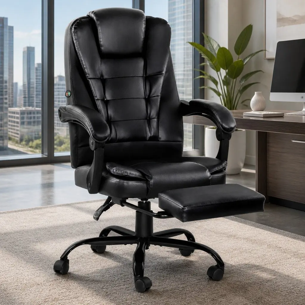 Black PU Leather Chair with Massage Function