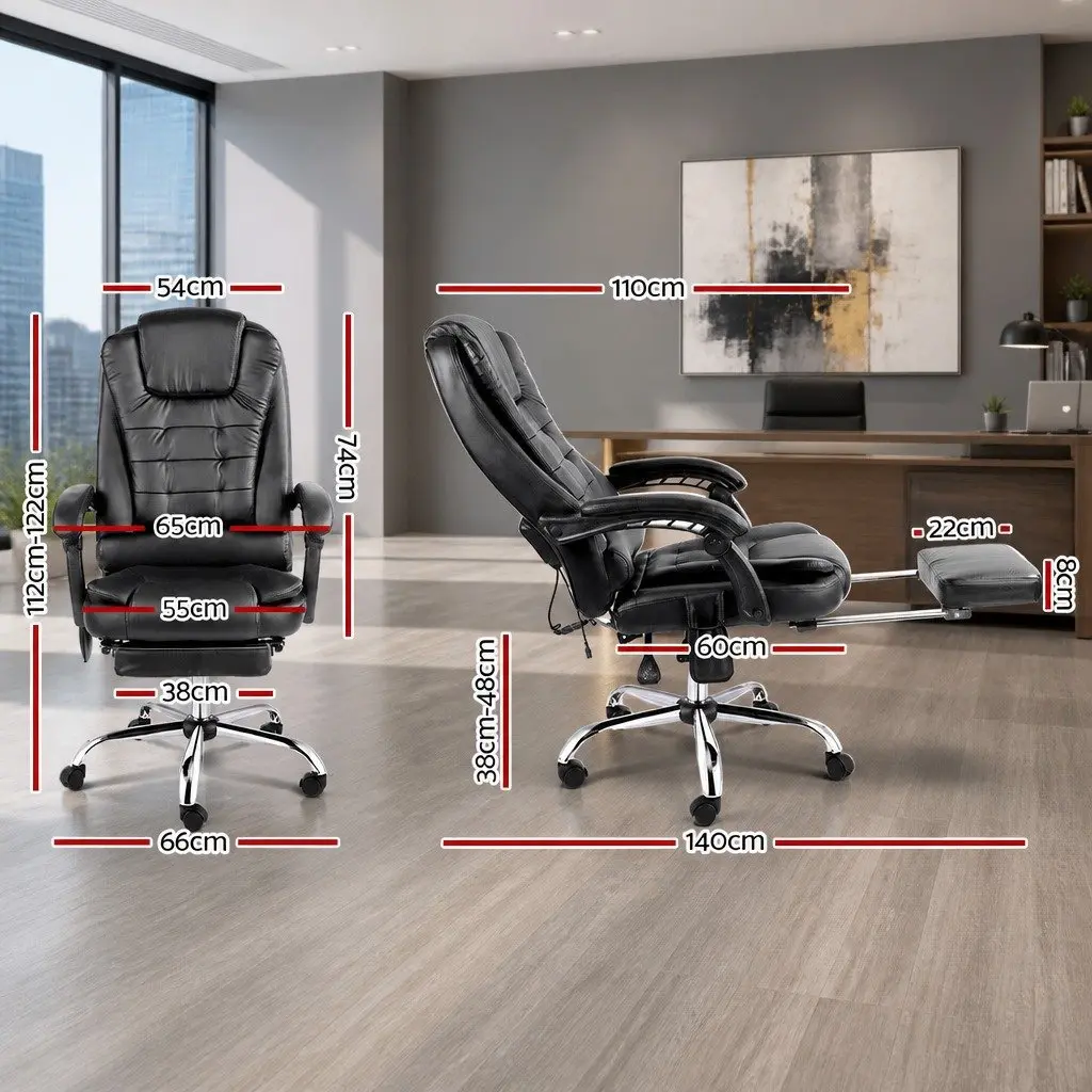 Massage Office Chair 8 Point Ergonomic High Back Swivel Desk Seat Black